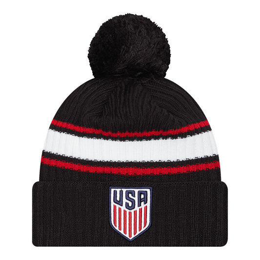 Adult New Era USMNT Fold Black Knit Hat - Front View