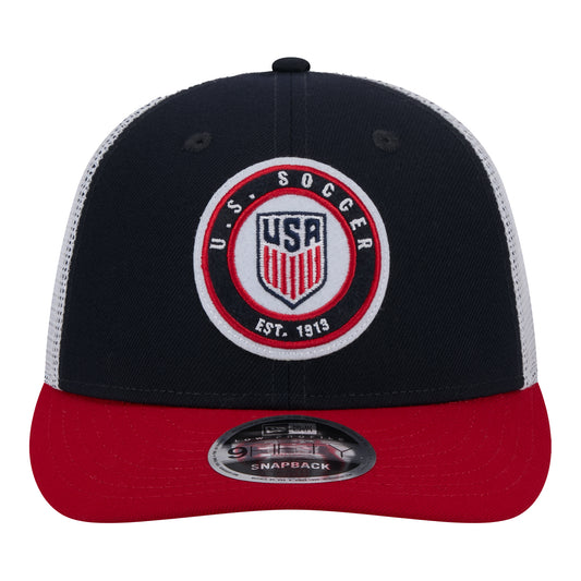 Adult New Era USMNT 9Fifty Throwback Navy Hat - Front View