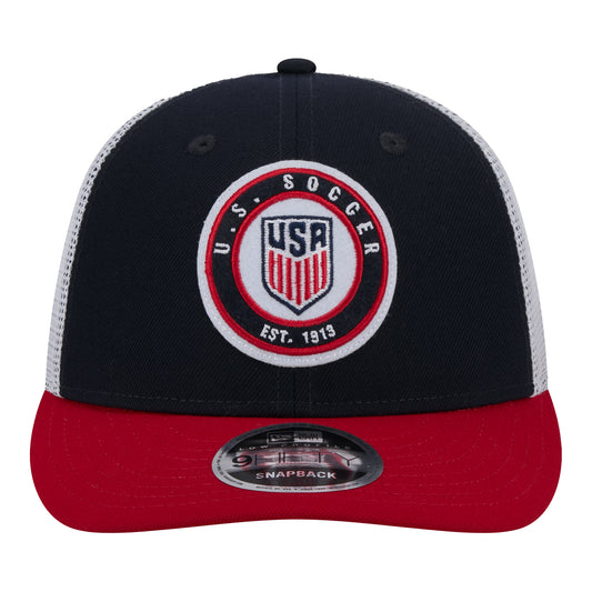 Adult New Era USMNT 9Fifty Throwback Navy Hat - Front View