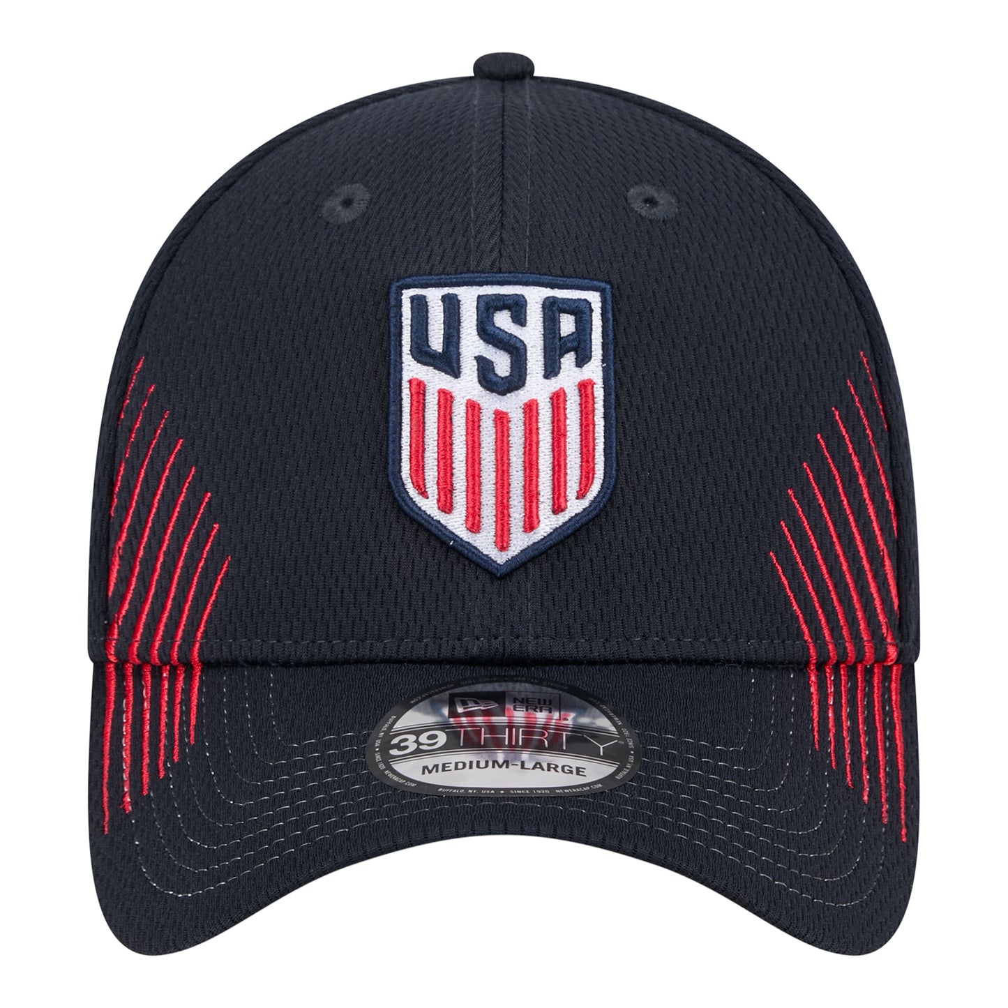 Adult New Era USMNT 39Thirty Active Navy Hat - Front View