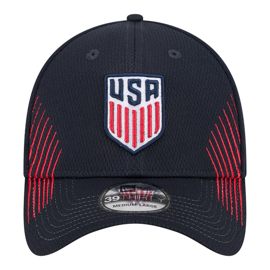Adult New Era USMNT 39Thirty Active Navy Hat - Front View