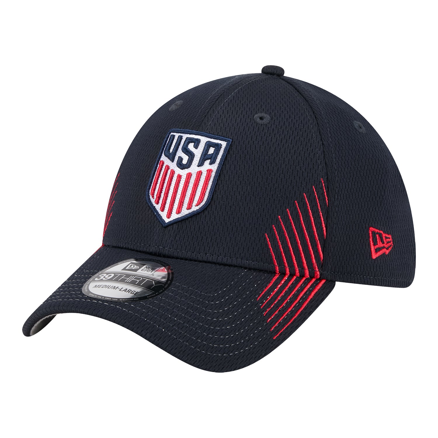 Adult New Era USMNT 39Thirty Active Navy Hat - Front View