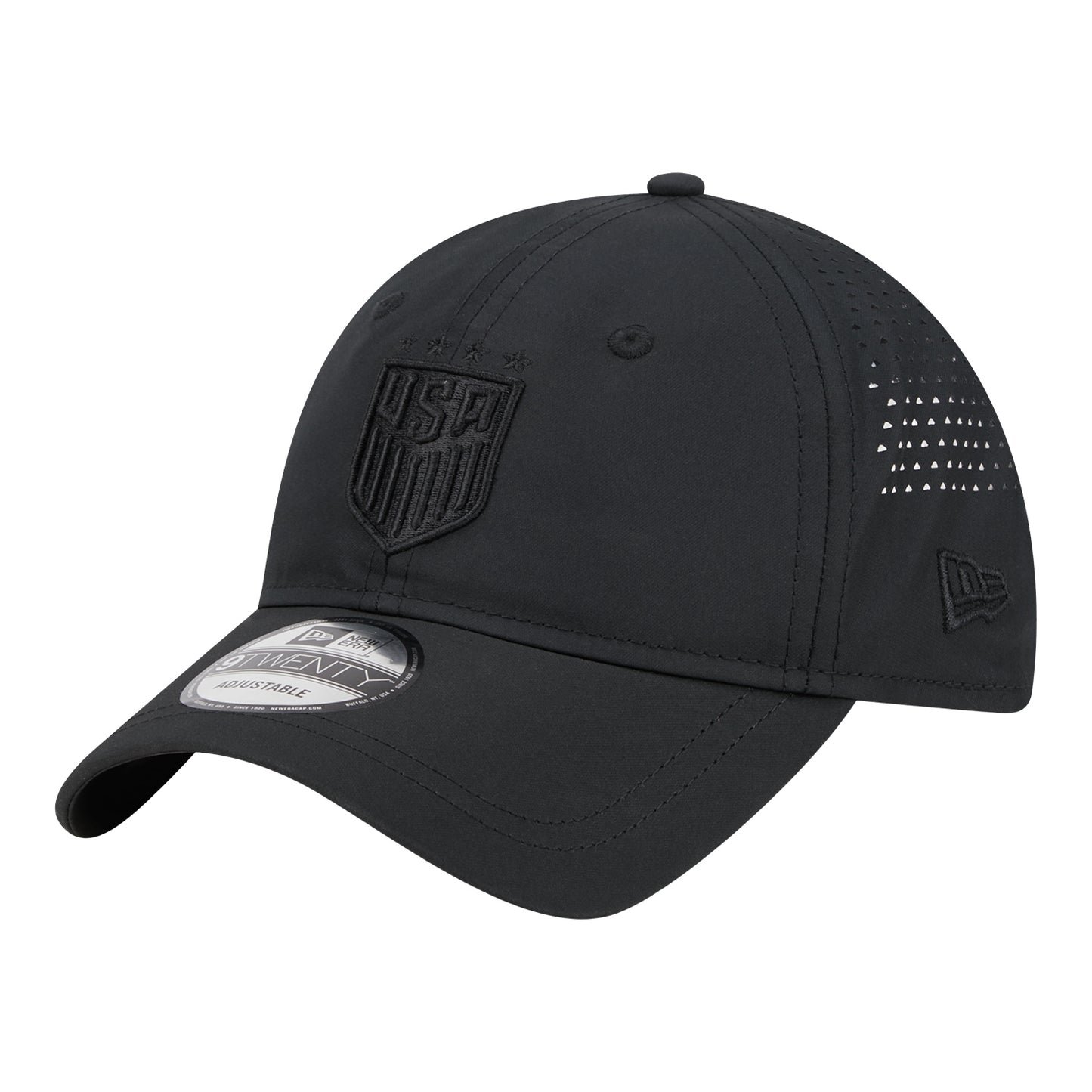 Adult New Era USMNT 9Twenty Monochrome Black Hat - Side View