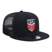 Adult New Era USMNT 9Fifty Classic Trucker Navy Hat - Side View