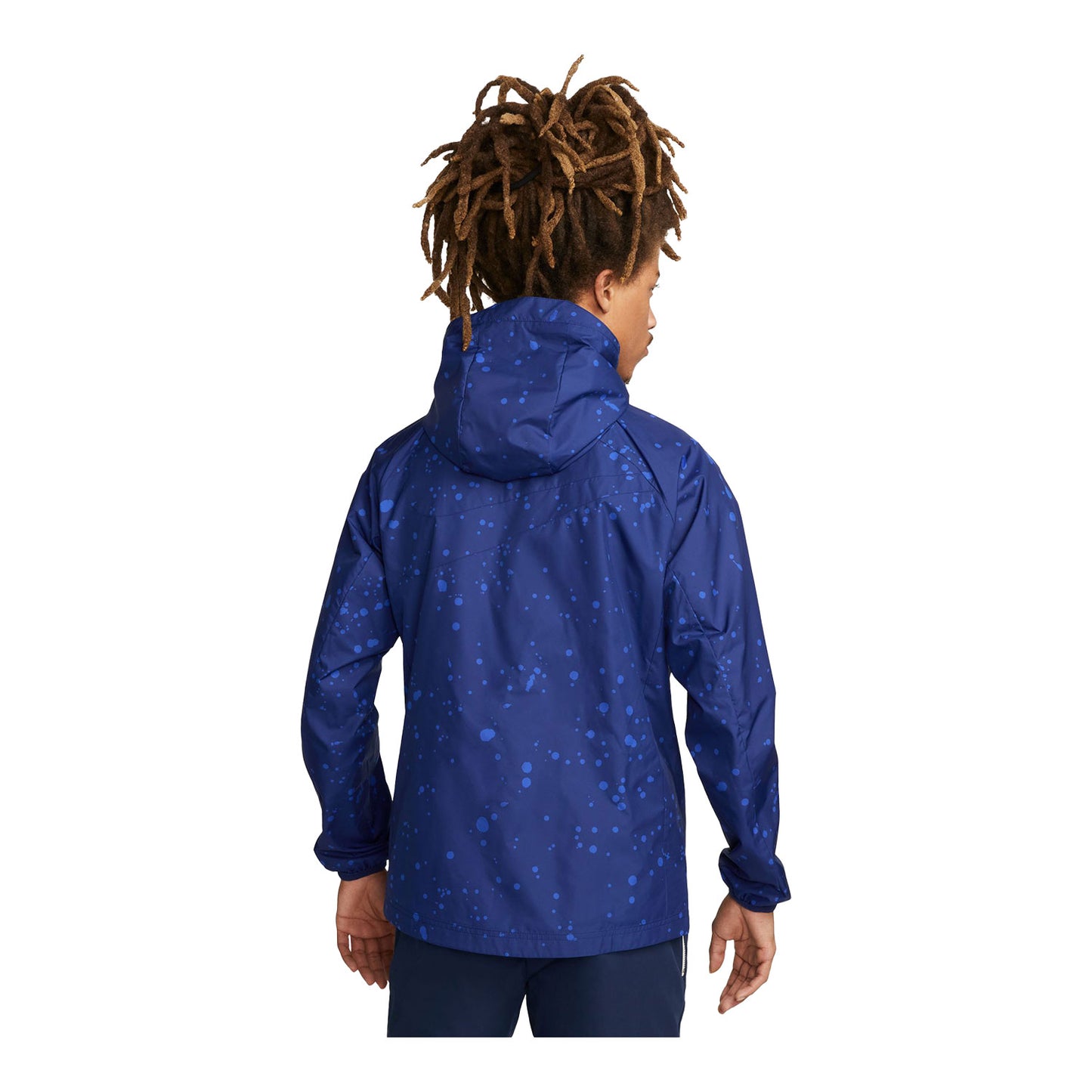 Men's Nike USMNT 2023 Splatter Blue Rain Jacket - Back VIew