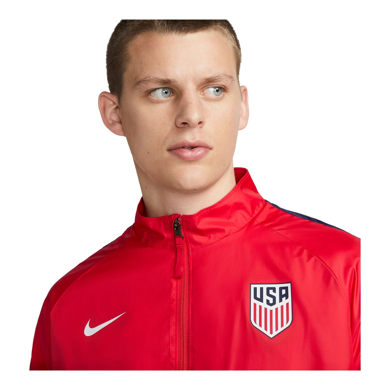 Men's Nike USMNT 2023 Splatter Swoosh Red Jacket - Model View