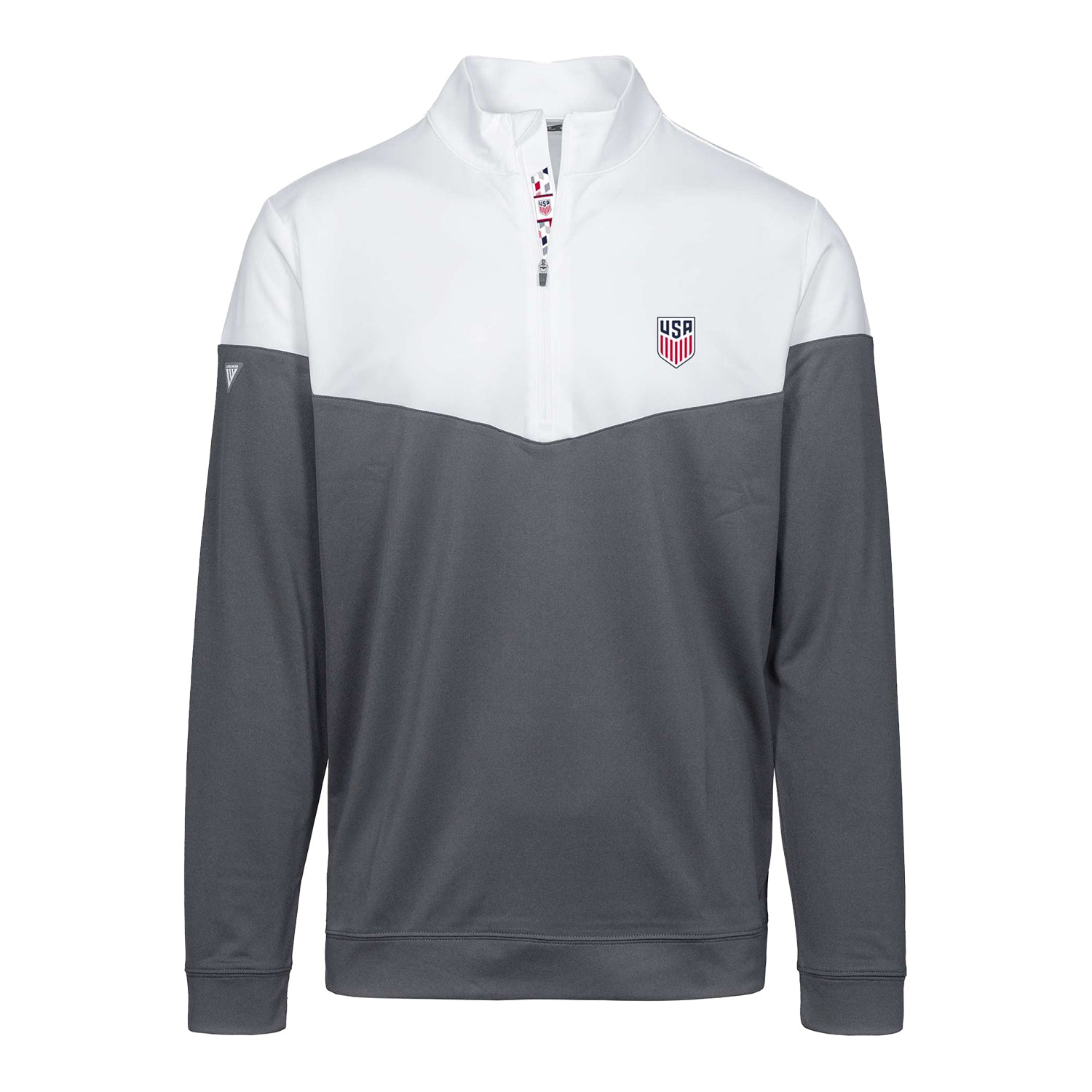 Men's Levelwear USMNT Commuter Grey 1/4 Zip - Front View