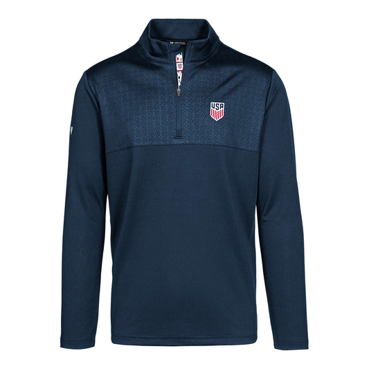 Men's Levelwear USMNT Truth Navy 1/4 Zip - Front View