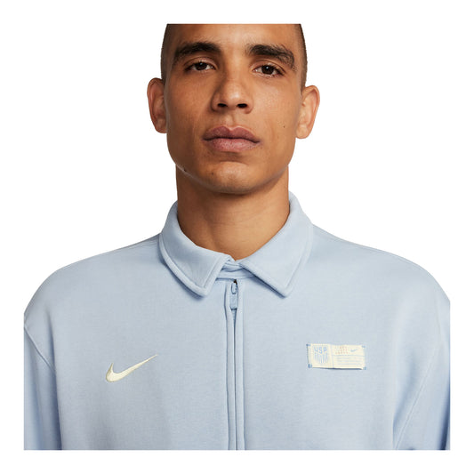 Men's Nike USA Club Fleece Harrington Blue Jacket - Collar View