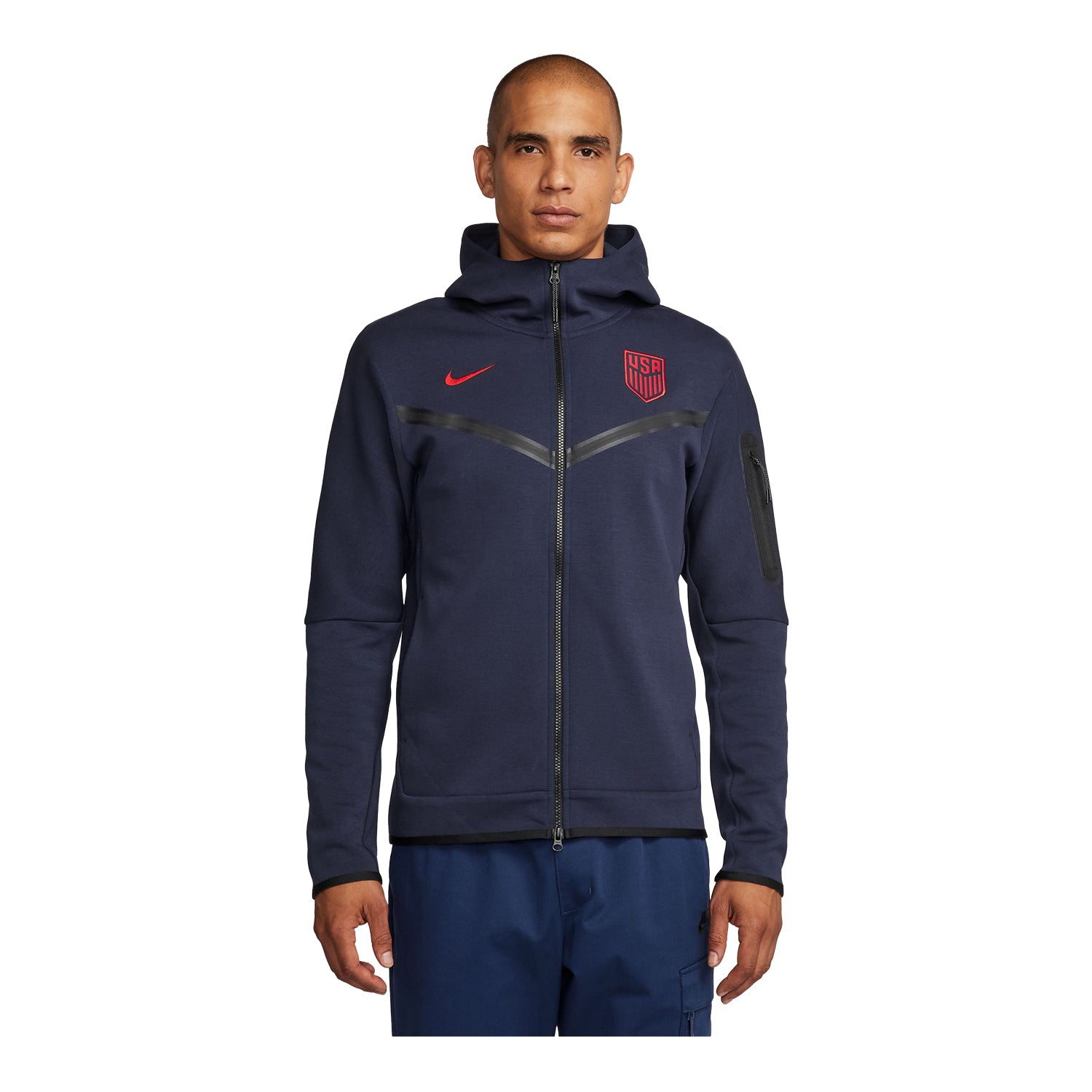 Men's Nike USA Tech Fleece Full-Zip Navy Jacket - Front View