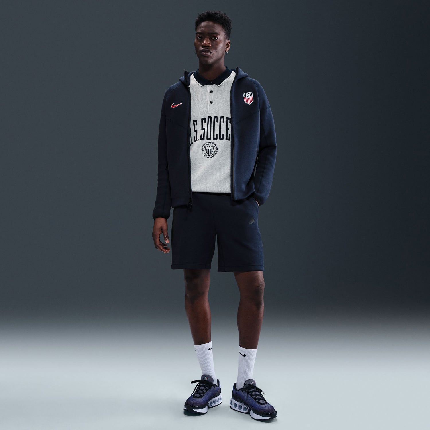 Men's Nike USA Tech Fleece Windrunner Full-Zip Navy Jacket