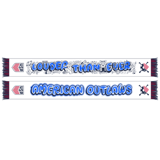 US Soccer Ruffneck 26 American Outlaws Cobrand Scarf-White