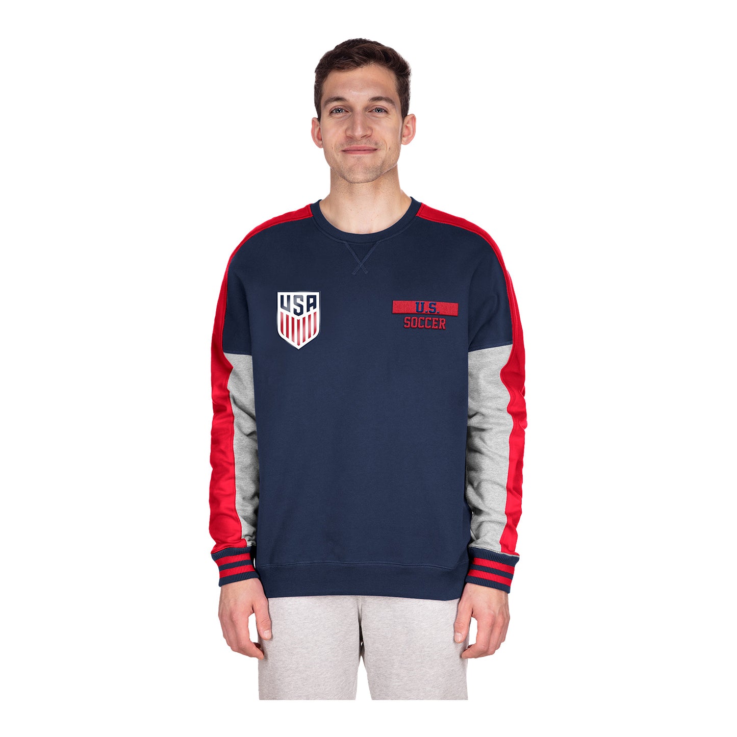 Men's New Era USMNT Navy Split Crewneck - Front View