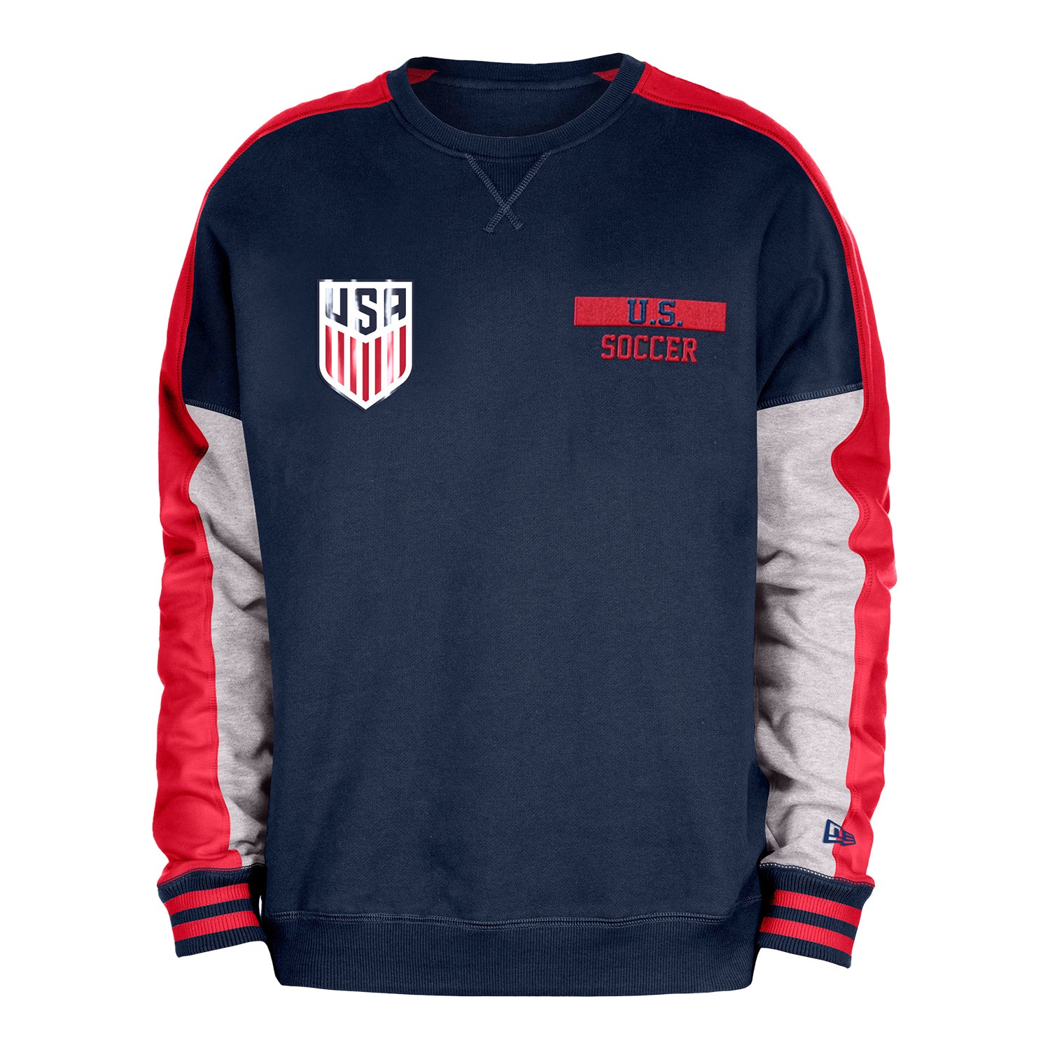 Men's New Era USMNT Navy Split Crewneck - Front View
