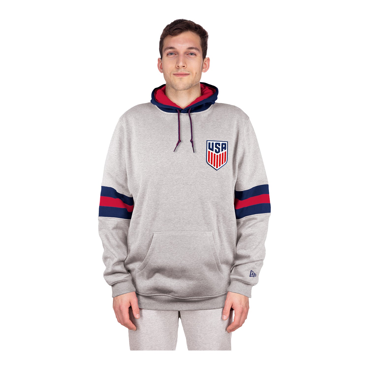 Men's New Era USMNT Navy Split Crewneck - Front View