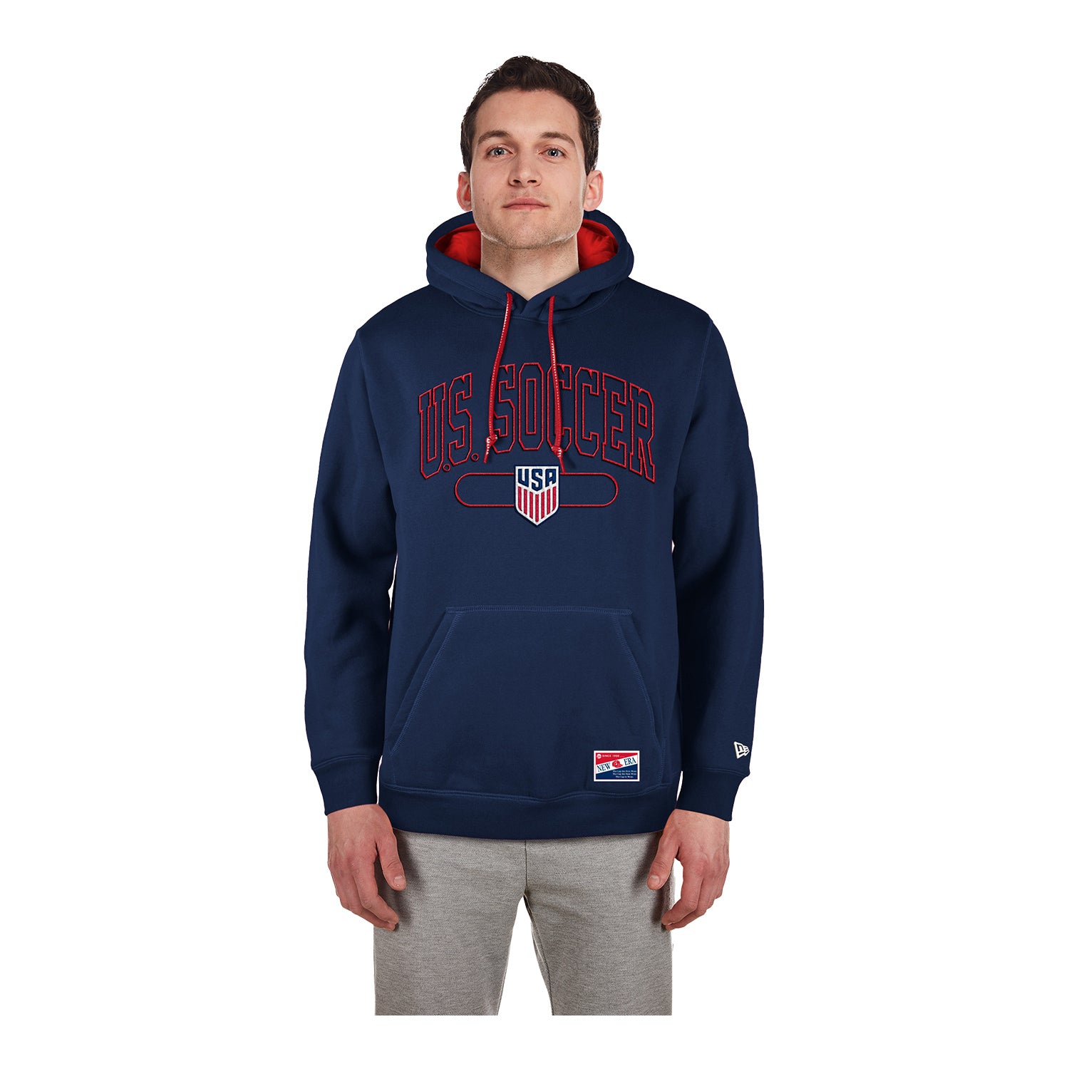 Men's New Era USMNT Navy Heathered Hoodie - Front View