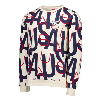 Men's USA Repeat Cream Crewneck - Front View