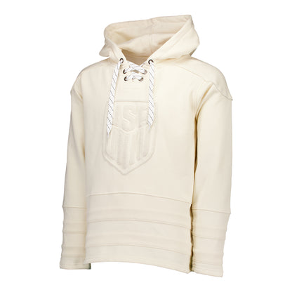 Unisex USA Ignite Cream Hockey Hoodie - Front View