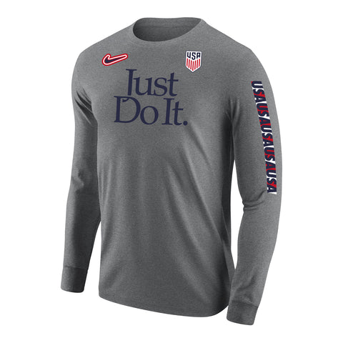 Men's Nike USA Just Do It Grey Long Sleeve Tee - Official U.S. Soccer Store