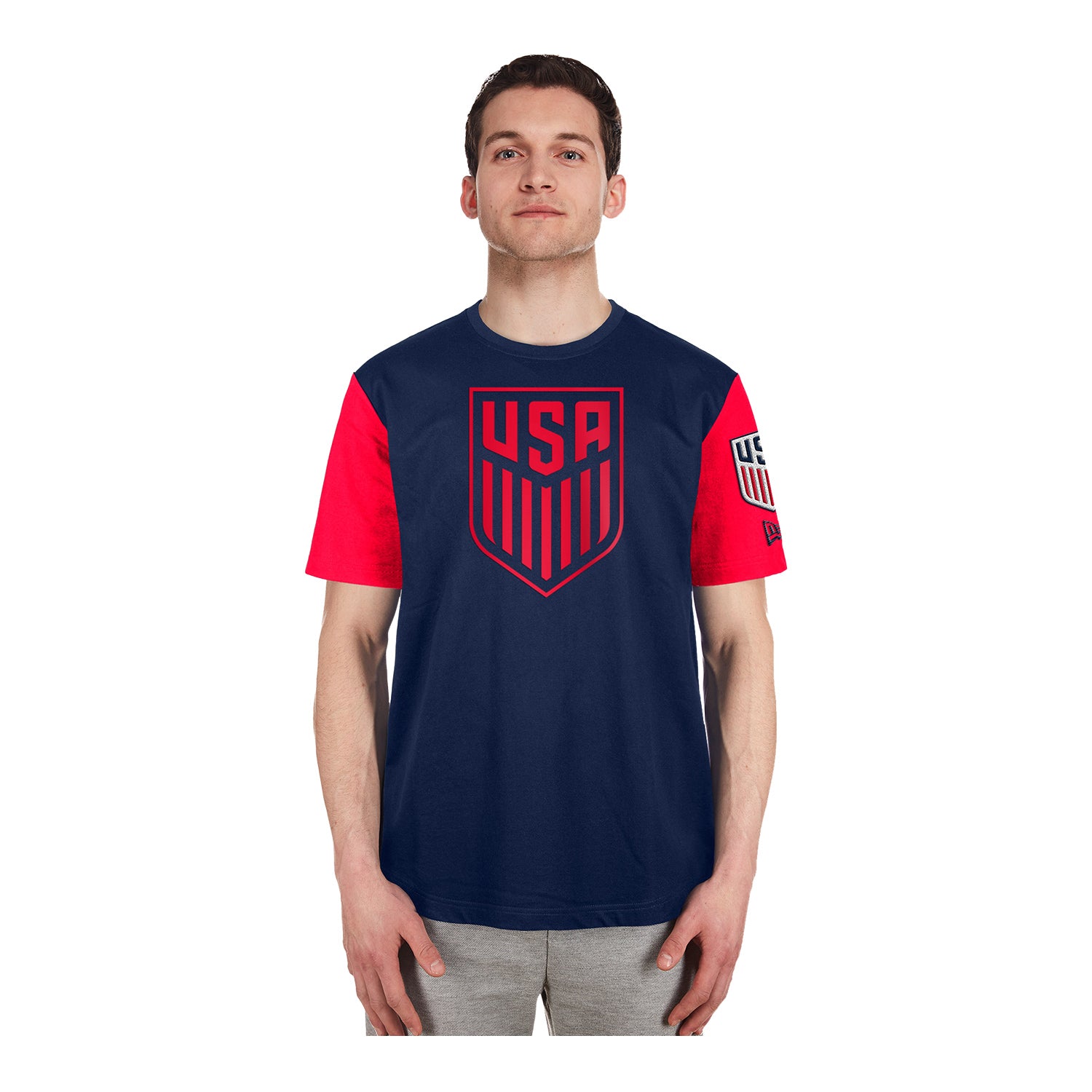 Men's New Era USMNT Striped Navy Tee - Front View