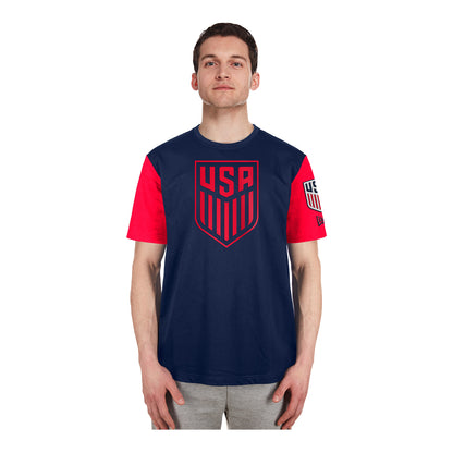 Men's New Era USMNT Striped Navy Tee - Front View