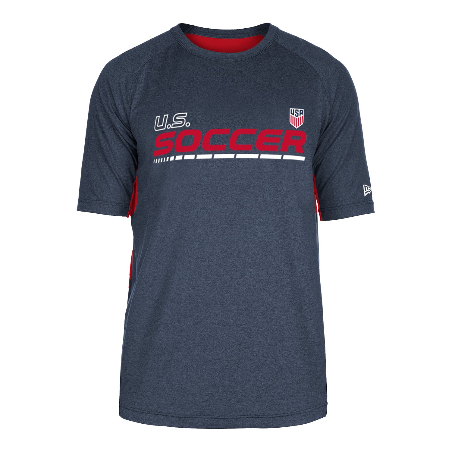 Men's New Era USMNT Brushed Heather Navy Tee - Front View