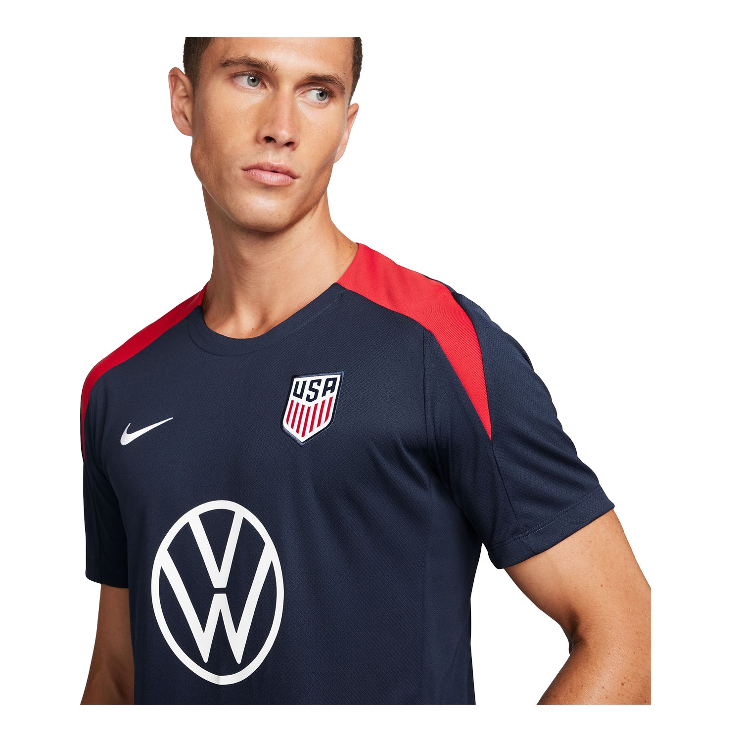 Men's Nike USA VW Strike Navy Top - Shoulder Detail View