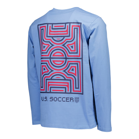 Unisex USA Action Blue Long Sleeve - Back View