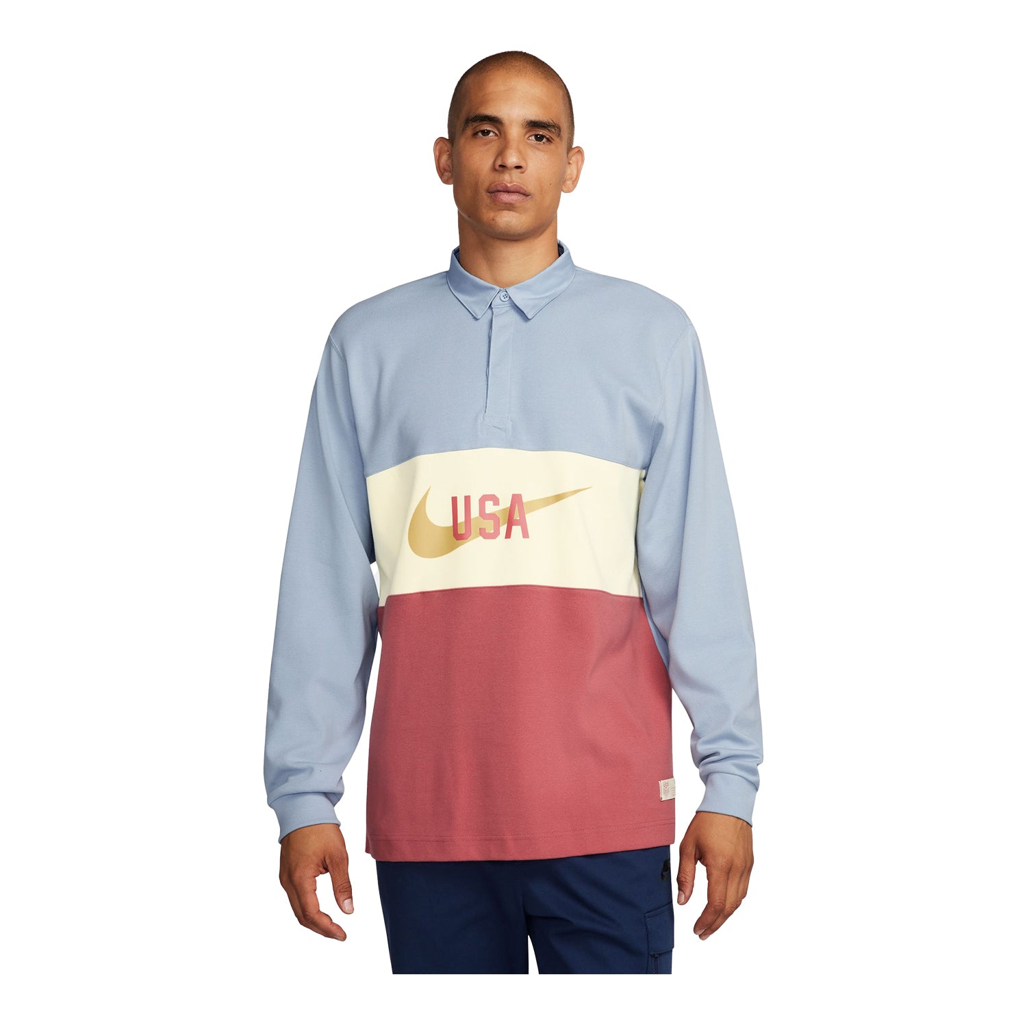Men's Nike USA Blue Rugby Top - Front View
