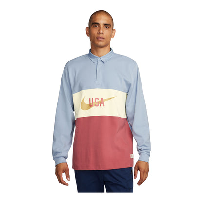 Men's Nike USA Blue Rugby Top - Front View
