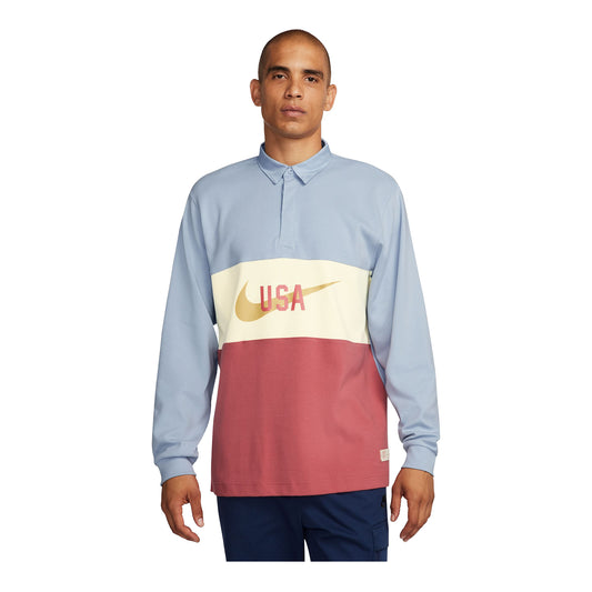 Men's Nike USA Blue Rugby Top - Front View