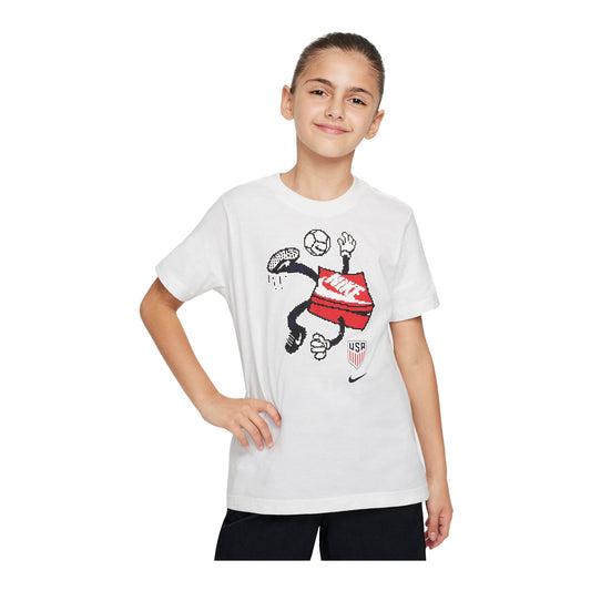 Youth Nike USA Character White Tee  -Front View