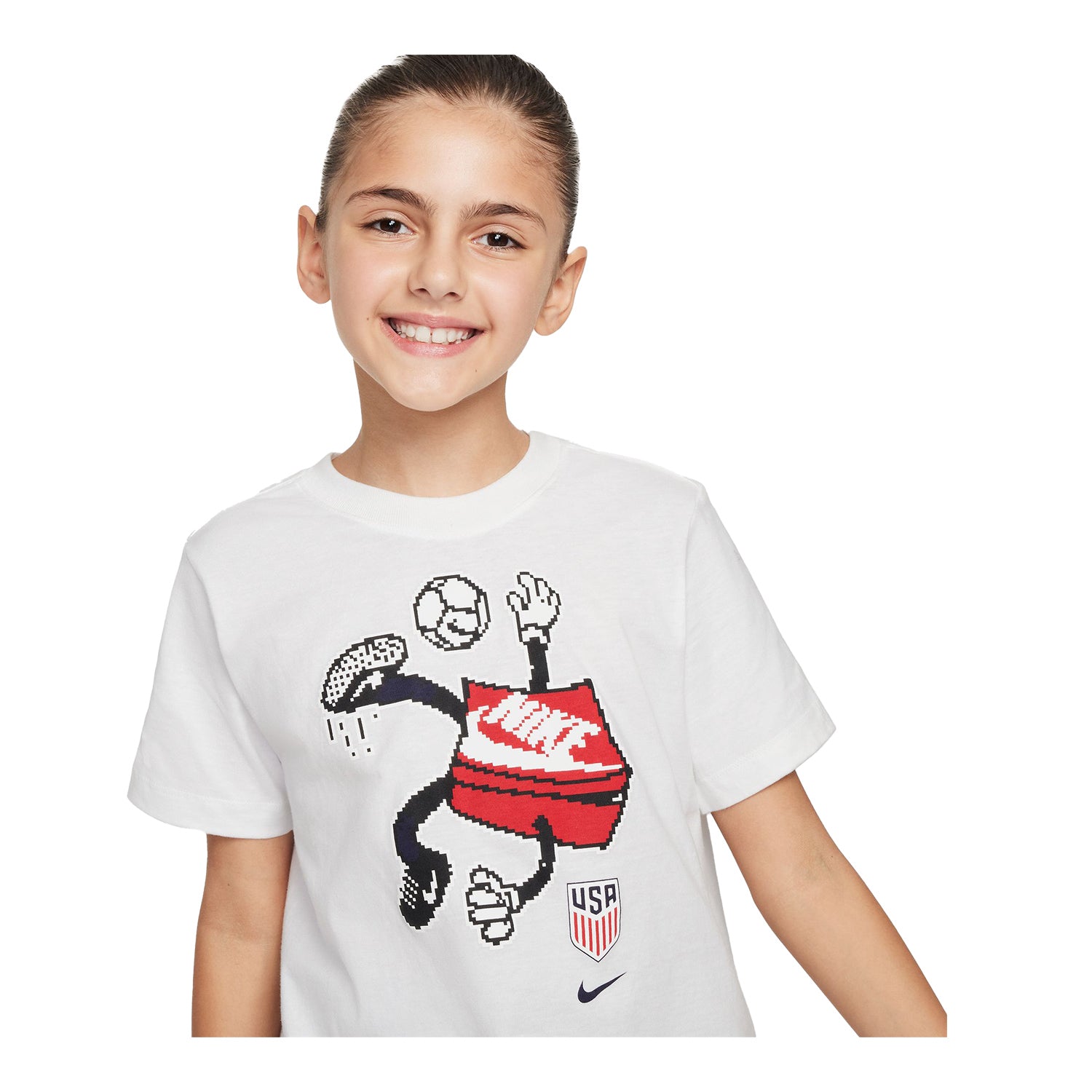 Youth Nike USA Character White Tee - Collar View