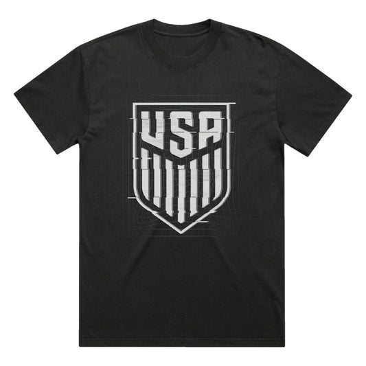 Unisex USMNT Glitch Faded Black Tee