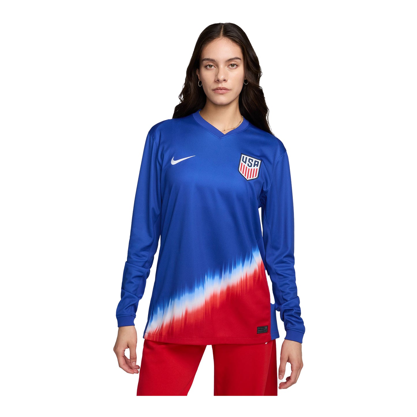 Men's Nike USMNT 2024 American Icon Away Stadium Long Sleeve Jersey - Front View