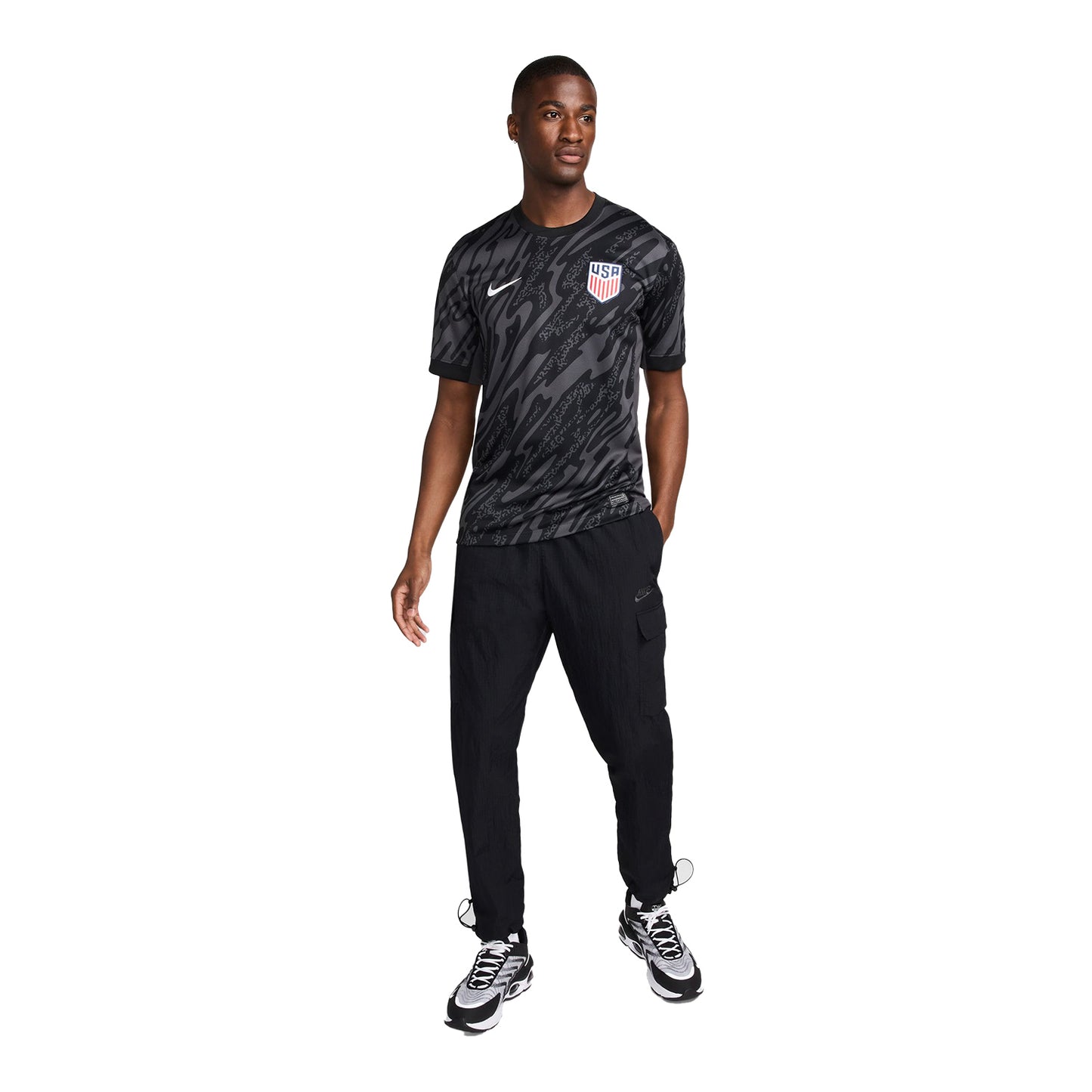 Men's Nike USMNT 2024 Stadium Short Sleeve Goalkeeper Jersey - Full Body Front View