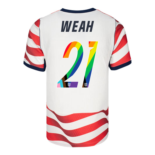 Men's Nike USMNT 2026 Timothy  Weah Pride Home Stadium Jersey - Stripes