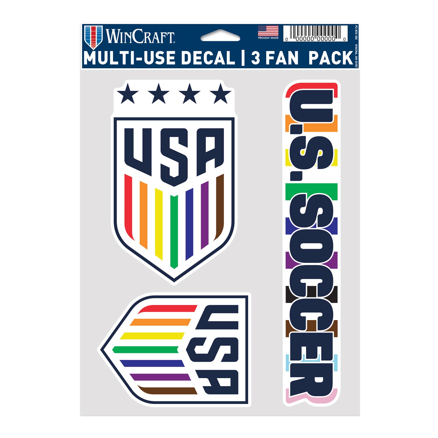 WinCraft USA Duo Pride 3-Pack Decals - Official U.S. Soccer Store