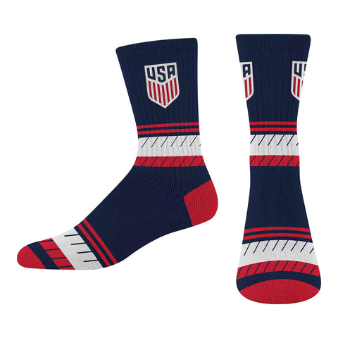 Youth For Bare Feet USMNT Stacked Stripes Socks - Front View