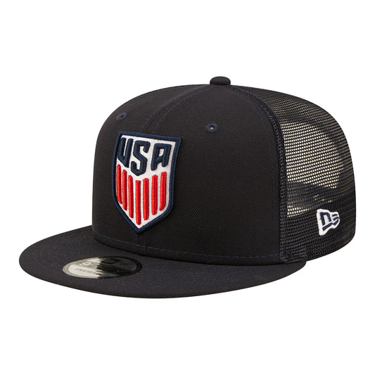 Youth New Era USMNT Navy 9Fifty Trucker Hat - Side View