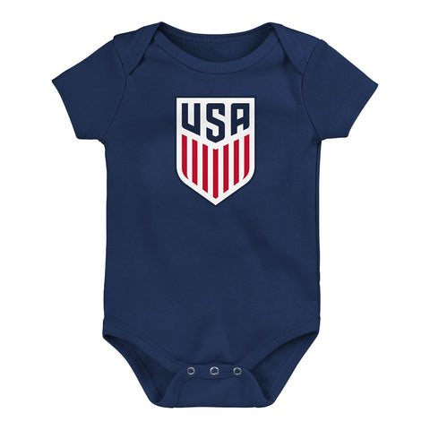 Newborn Outerstuff USMNT Crest Logo Navy Creeper - Front View