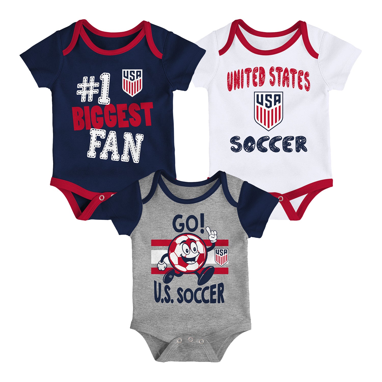 Infant USMNT Outerstuff Victory 3-Piece Onesie Set - Combined View