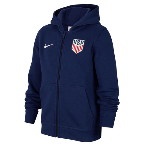 Youth Nike USA Classic Fleece Navy Jacket - Front View
