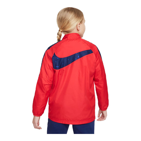 Youth Nike USMNT 2023 Repel Splatter Swoosh Red Jacket - Back View