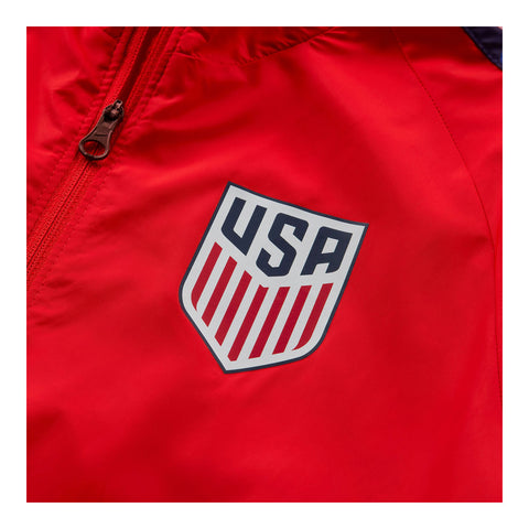 Youth Nike USMNT 2023 Repel Splatter Swoosh Red Jacket - Patch View