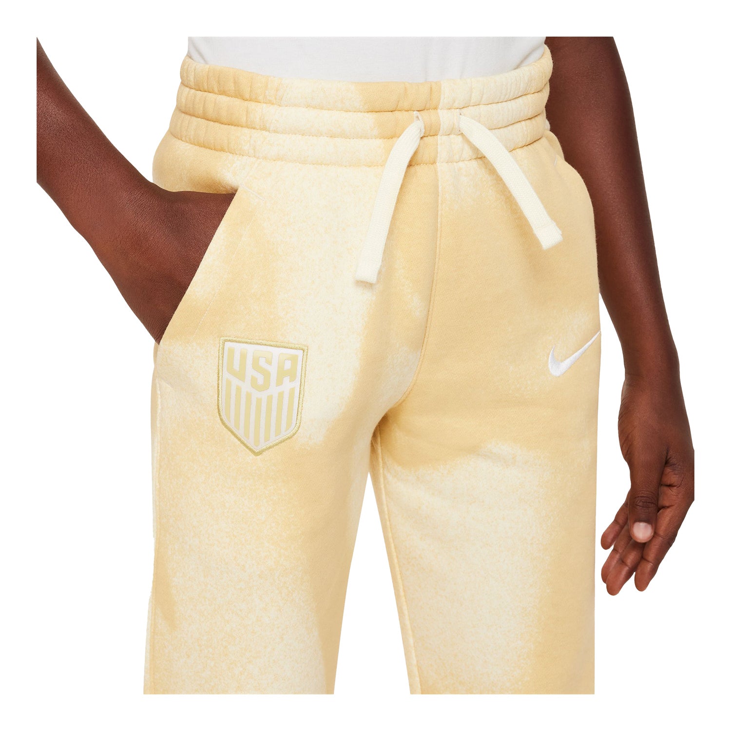 Youth Nike USA Club Yellow Joggers - Front Detail View