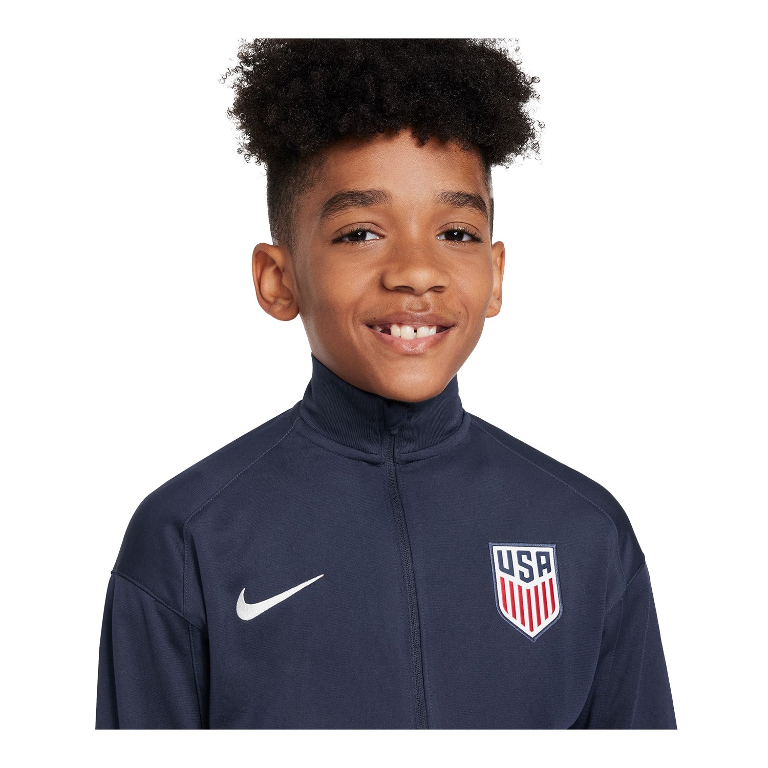 Youth Nike USA Strike Navy Track Jacket - Collar View