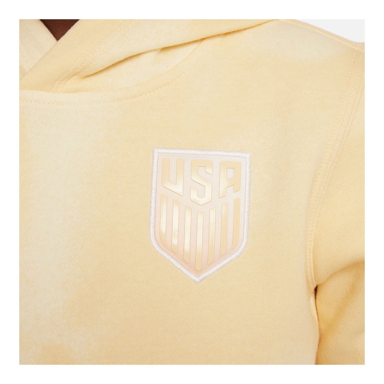 Youth Nike USA Club Fleece Yellow Hoodie - Logo View