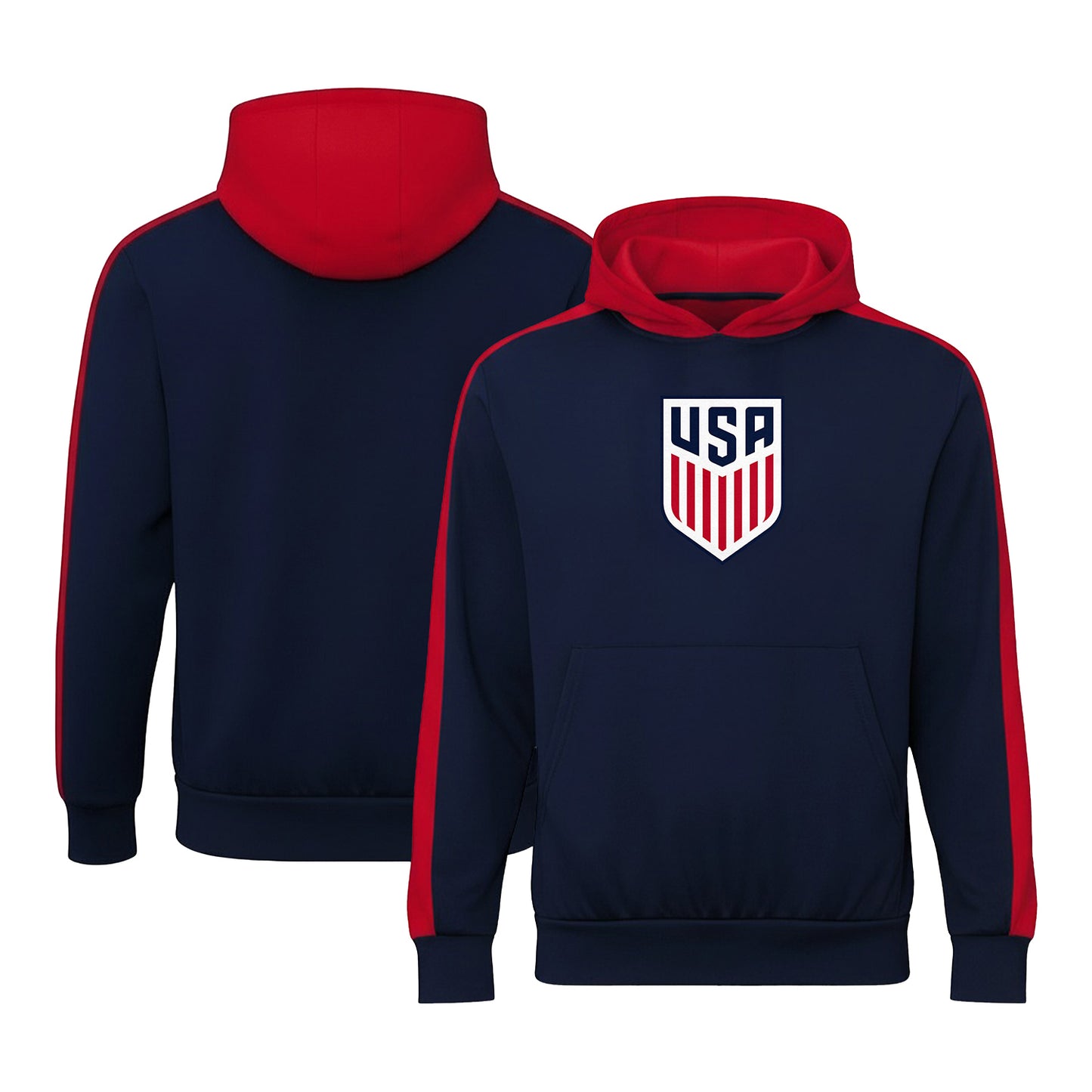 Youth Icon Sports US Soccer Navy and Red Hoodie