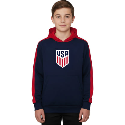 Youth Icon Sports US Soccer Navy and Red Hoodie